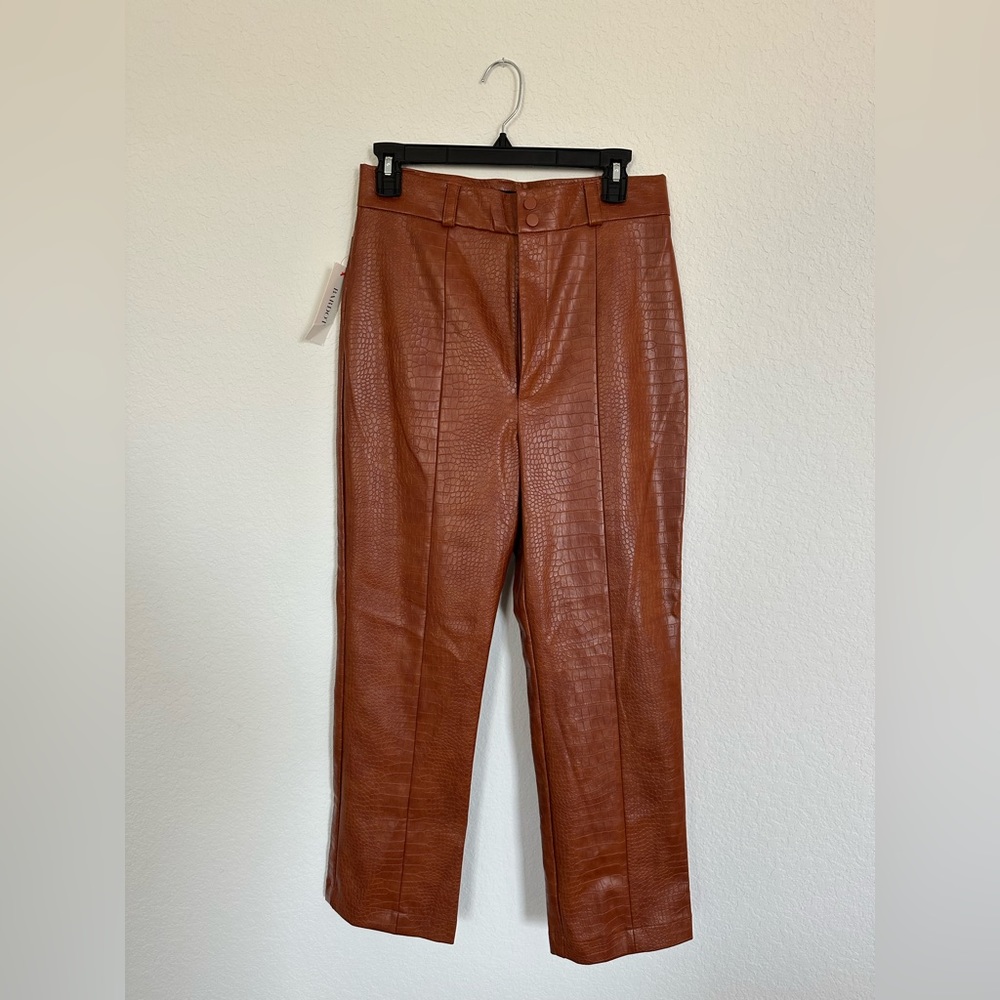 Bardot Croc Faux Leather Pant in Tan Croc